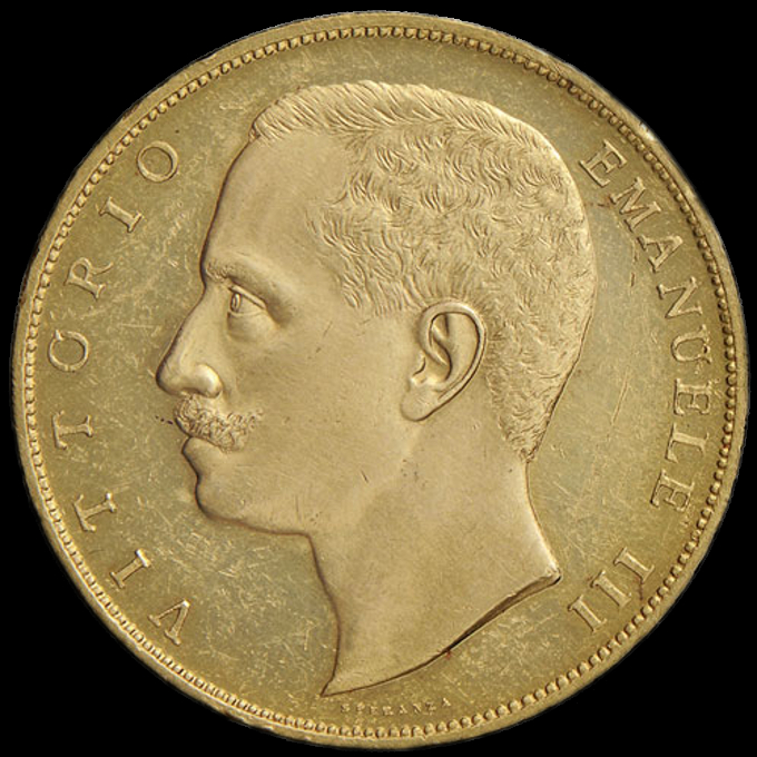100 lire aquila sabauda Vittorio Emanuele III