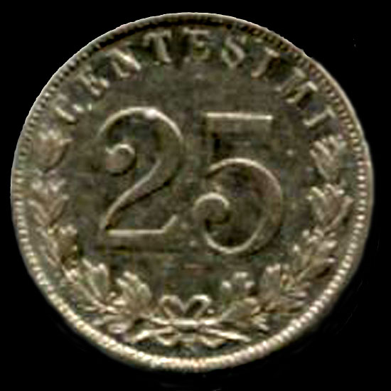 25 centesimi valore Vittorio Emanuele III