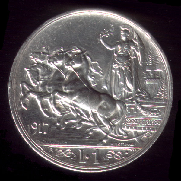 1 lira quadriga briosa Vittorio Emanuele III