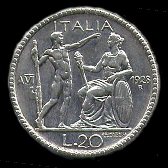 20 lire littore Vittorio Emanuele III