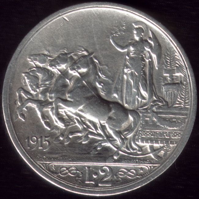 2 lire quadriga briosa Vittorio Emanuele III