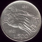 500 lire in argento unit d'Italia